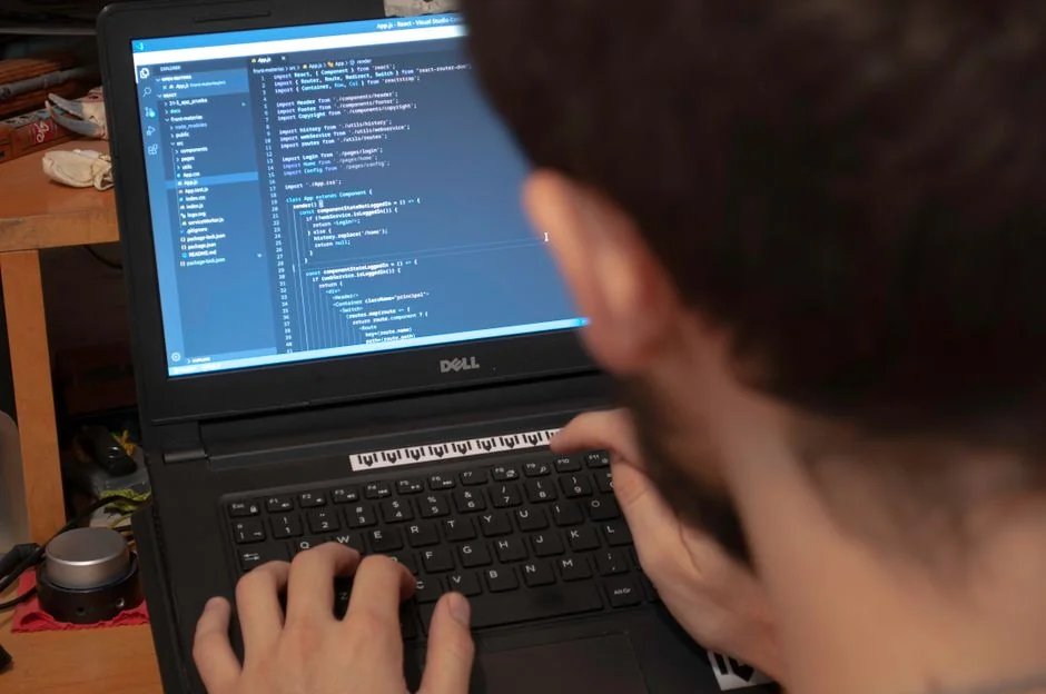 Un espace de travail élégant avec un ordinateur portable et des écrans affichant un logiciel de conception.